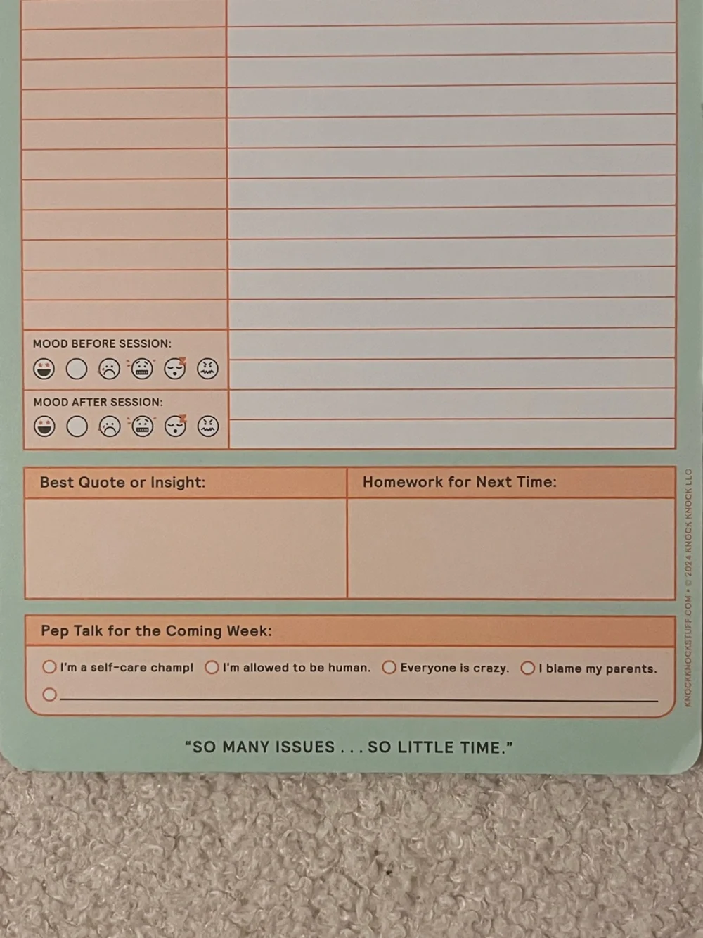 Knock Knock Pastel Therapy Session Notes Memo Notepad